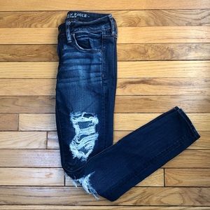 AEO super stretch x ripped dark denim jegging